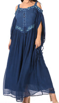 Sakkas Roisin Women's Medieval Celtic Renaissance Long Sleeve Costume Dress#color_Navy