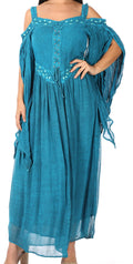 Sakkas Roisin Women's Medieval Celtic Renaissance Long Sleeve Costume Dress#color_Turquoise