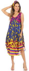 Sakkas Urbi Women's Casual African Print Beach Sleeveless Cover-up Caftan Dress#color_Print-15