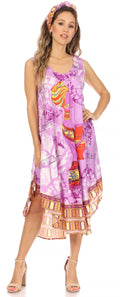 Sakkas Urbi Women's Casual African Print Beach Sleeveless Cover-up Caftan Dress#color_Print11