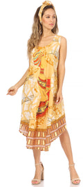 Sakkas Urbi Women's Casual African Print Beach Sleeveless Cover-up Caftan Dress#color_Print12