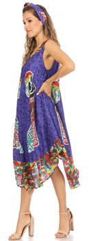 Sakkas Urbi Women's Casual African Print Beach Sleeveless Cover-up Caftan Dress
