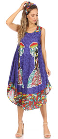 Sakkas Urbi Women's Casual African Print Beach Sleeveless Cover-up Caftan Dress#color_Print8