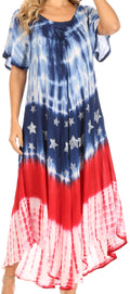 Sakkas Sara Women's Patriotic Flag Loose Summer Casual Dress Lightweight Print#color_UDS52-2413