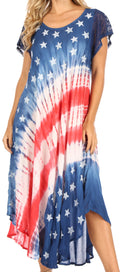 Sakkas Sara Women's Patriotic Flag Loose Summer Casual Dress Lightweight Print#color_UDS50-2412