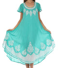 Sakkas Batik Hindi Cap Sleeve Caftan Dress / Cover Up#color_Mint