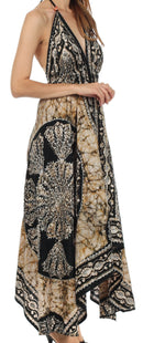 Sakkas Batik Medallion Handkerchief Hem Adjustable Dress