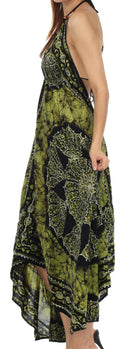 Sakkas Batik Medallion Handkerchief Hem Adjustable Dress