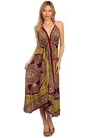 Sakkas Batik Medallion Handkerchief Hem Adjustable Dress