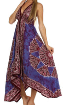 Sakkas Batik Medallion Handkerchief Hem Adjustable Dress