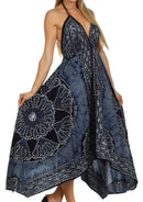 Sakkas Batik Medallion Handkerchief Hem Adjustable Dress
