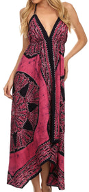 Sakkas Batik Medallion Handkerchief Hem Adjustable Dress
