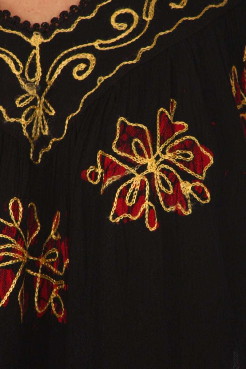 Sakkas Batik Embroidered V-Neck Sleeveless Blouse