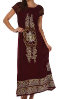 Sakkas Leilani Batik Maxi Dress#color_Chocolate/Green
