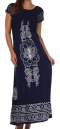 Sakkas Leilani Batik Maxi Dress#color_Navy/Grey