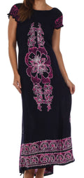 Sakkas Leilani Batik Maxi Dress#color_Navy/Pink