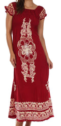 Sakkas Leilani Batik Maxi Dress#color_Red / Cream