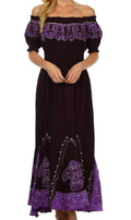 Sakkas Elizabeth Batik Embroidered Peasant Dress#color_Eggplant
