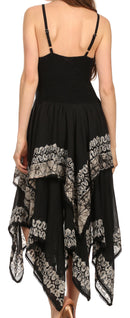 Sakkas Batik Corset Style Bodice Handkerchief Hem Dress