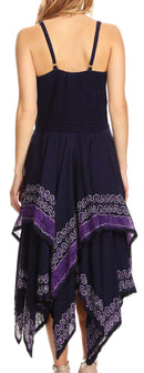 Sakkas Batik Corset Style Bodice Handkerchief Hem Dress