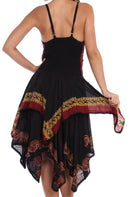 Sakkas Batik Corset Style Bodice Handkerchief Hem Dress