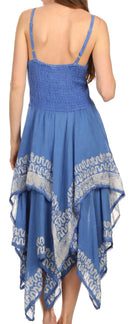Sakkas Batik Corset Style Bodice Handkerchief Hem Dress