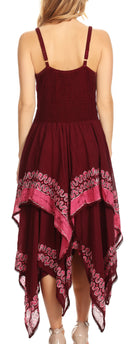 Sakkas Batik Corset Style Bodice Handkerchief Hem Dress