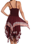 Sakkas Batik Corset Style Bodice Handkerchief Hem Dress