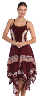 Sakkas Batik Corset Style Bodice Handkerchief Hem Dress