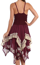 Sakkas Batik Corset Style Bodice Handkerchief Hem Dress