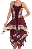Sakkas Batik Corset Style Bodice Handkerchief Hem Dress