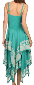 Sakkas Batik Corset Style Bodice Handkerchief Hem Dress