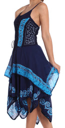 Sakkas Batik Corset Style Bodice Handkerchief Hem Dress