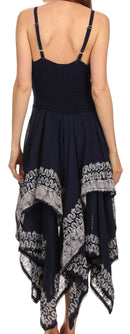 Sakkas Batik Corset Style Bodice Handkerchief Hem Dress