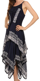 Sakkas Batik Corset Style Bodice Handkerchief Hem Dress