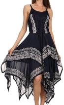 Sakkas Batik Corset Style Bodice Handkerchief Hem Dress