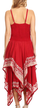Sakkas Batik Corset Style Bodice Handkerchief Hem Dress
