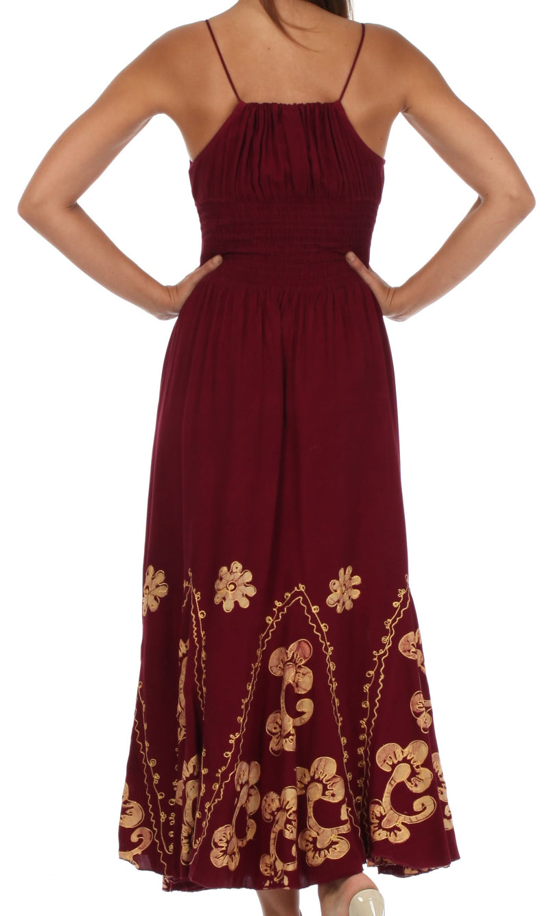 Sakkas Batik Embroidered Empire Waist Dress