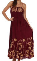 Sakkas Batik Embroidered Empire Waist Dress#color_Chocolate