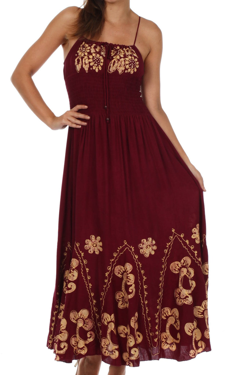 Sakkas Batik Embroidered Empire Waist Dress