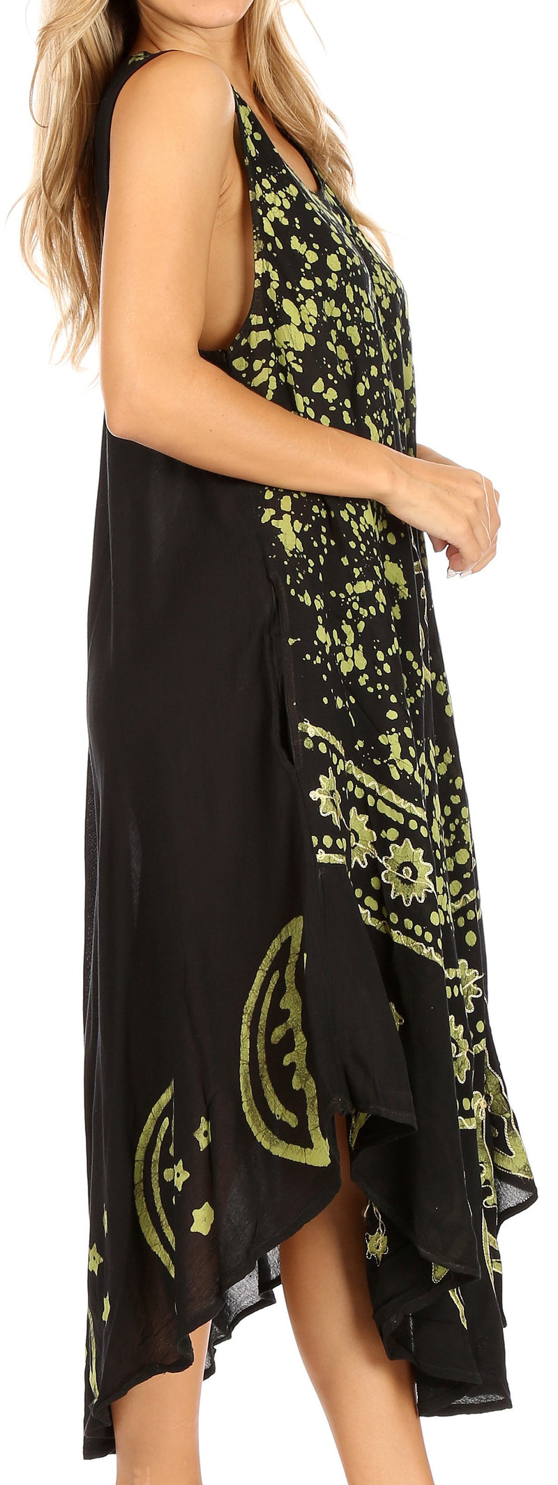 Sakkas Moon and Stars Batik Caftan Tank Dress / Cover Up