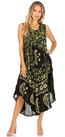 Sakkas Moon and Stars Batik Caftan Tank Dress / Cover Up