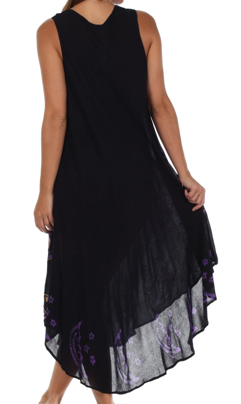 Sakkas Moon and Stars Batik Caftan Tank Dress / Cover Up