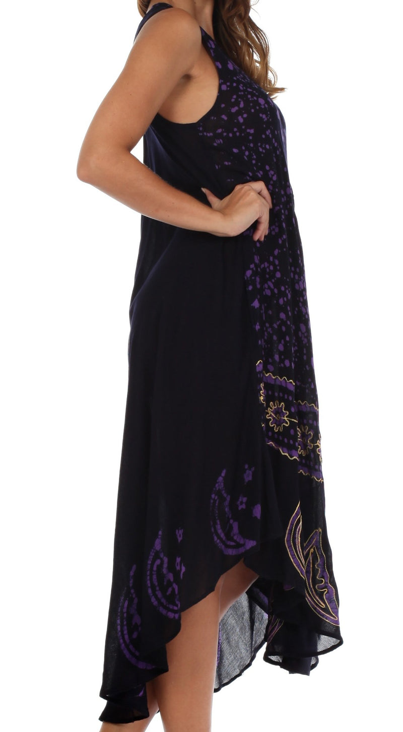 Sakkas Moon and Stars Batik Caftan Tank Dress / Cover Up