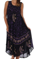 Sakkas Moon and Stars Batik Caftan Tank Dress / Cover Up#color_Black/Purple