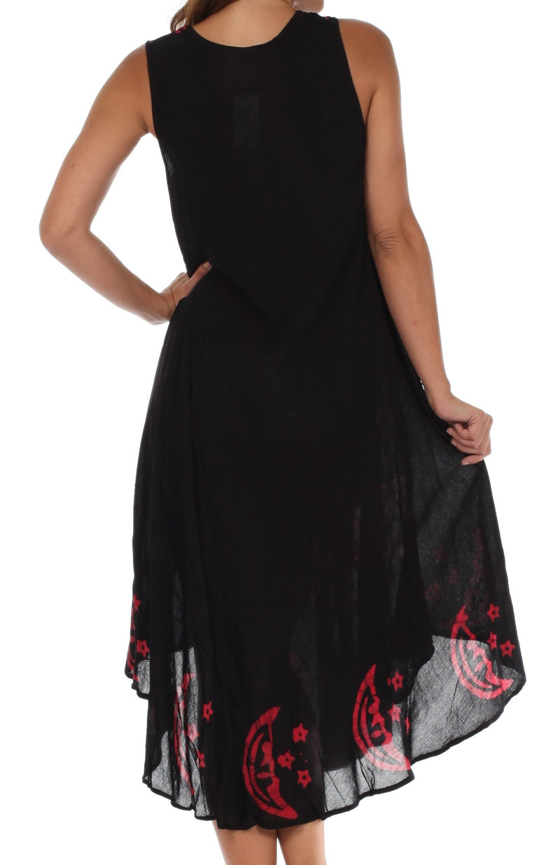 Sakkas Moon and Stars Batik Caftan Tank Dress / Cover Up