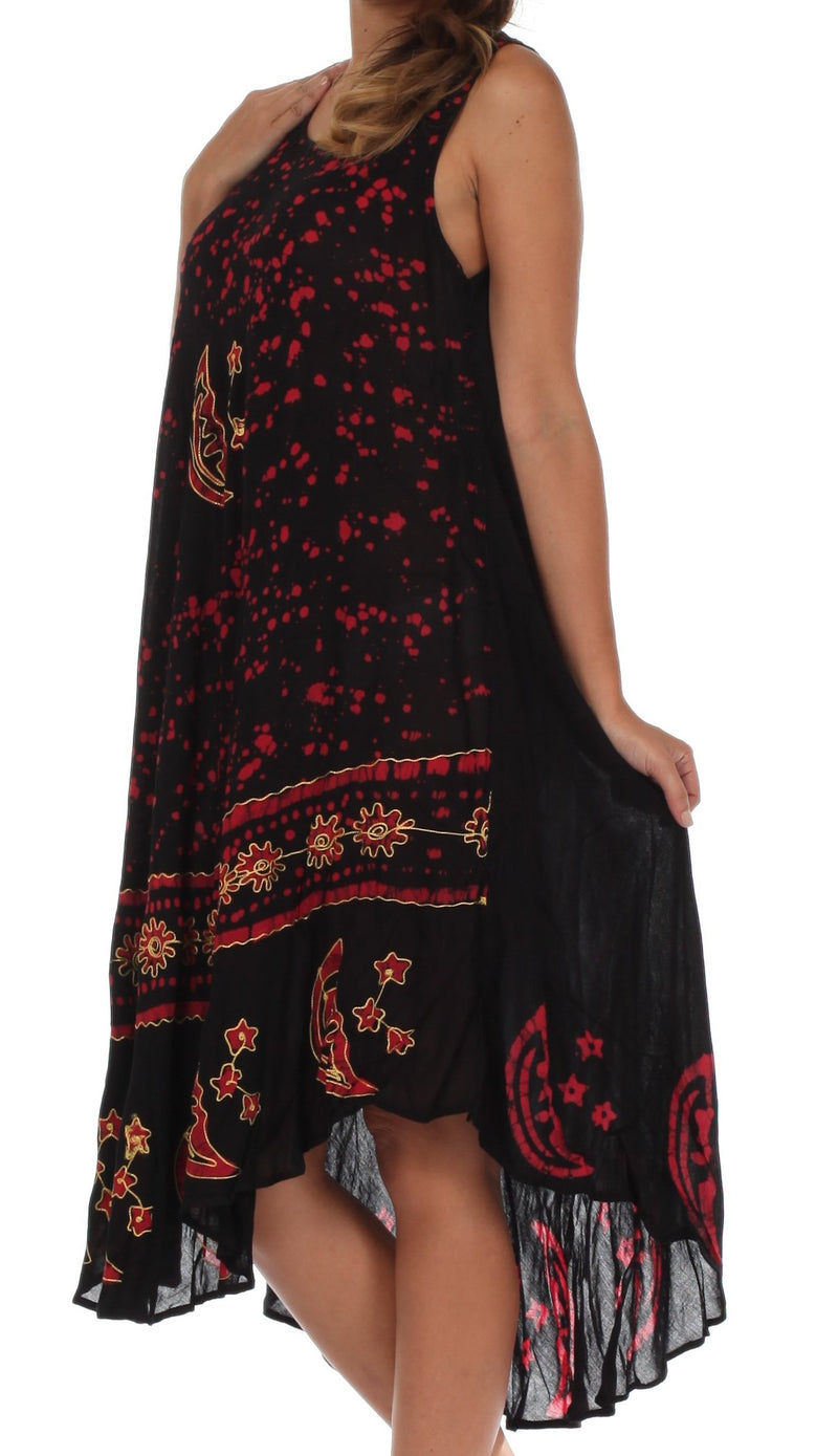 Sakkas Moon and Stars Batik Caftan Tank Dress / Cover Up