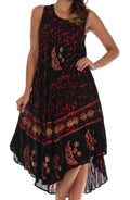 Sakkas Moon and Stars Batik Caftan Tank Dress / Cover Up#color_Black/Red