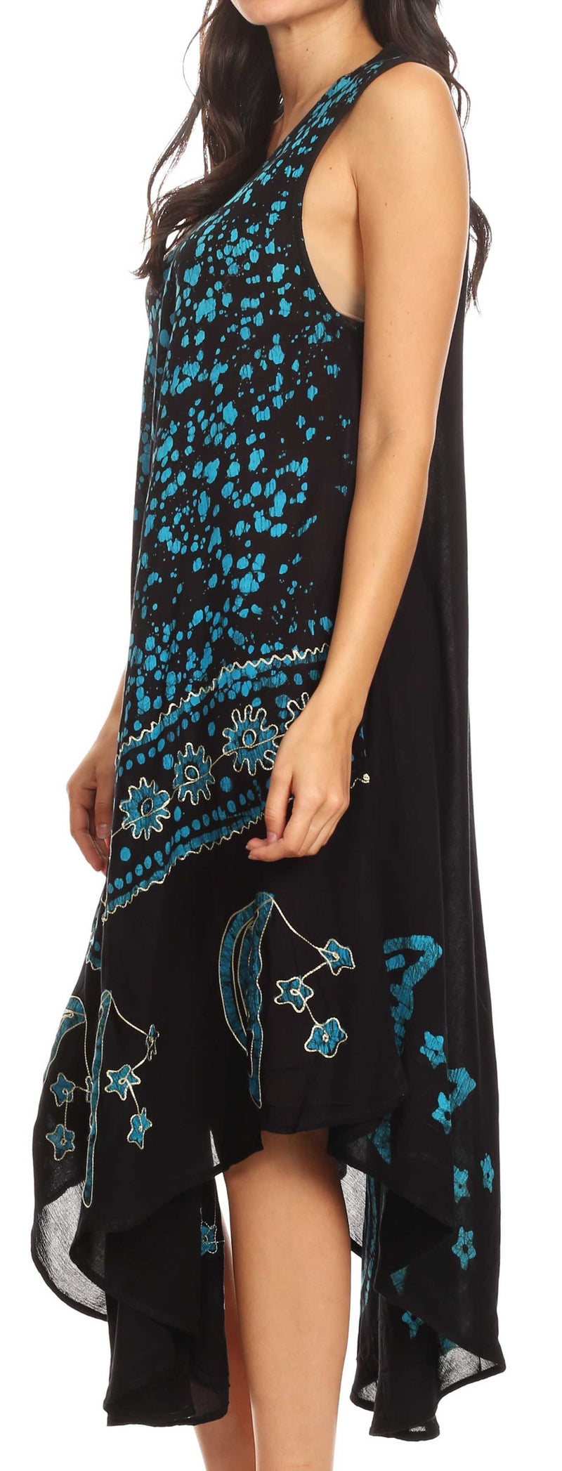 Sakkas Moon and Stars Batik Caftan Tank Dress / Cover Up