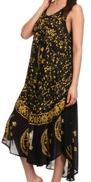 Sakkas Moon and Stars Batik Caftan Tank Dress / Cover Up